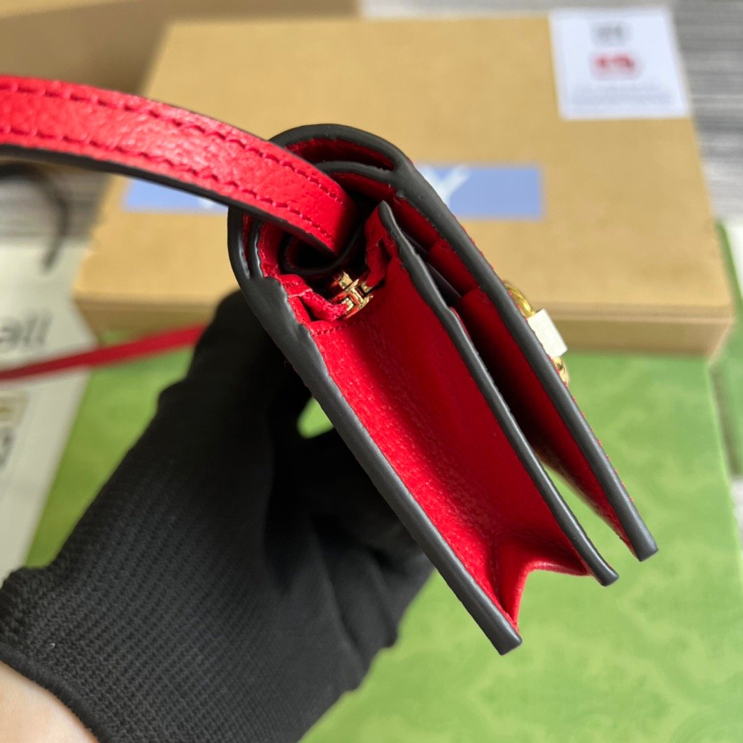 gg x Adidas Card Case With Horsebit Red For Women, Women’s Bags 4in/11cm gg‎