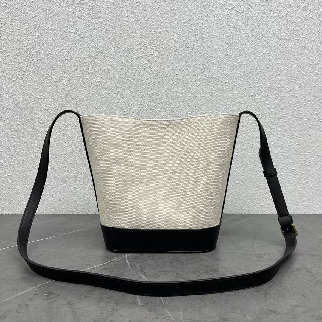 Top Quality Small Bucket Cuir Triomphe In Textile Natural / Black For Women 9in/22cm