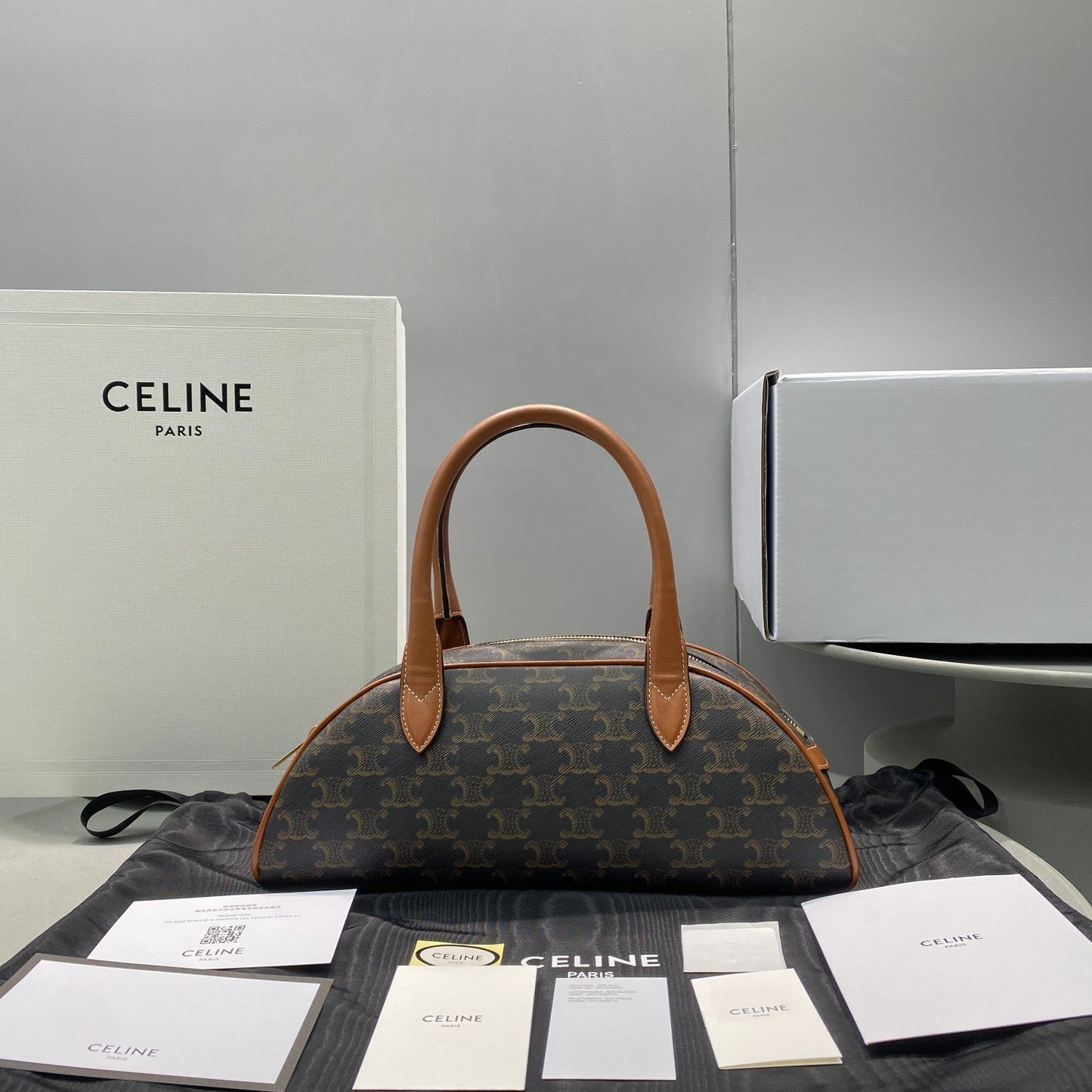 Top Quality MeTop Qualityum Teckel In Triomphe Canvas Brown For Women 12in/31cm 