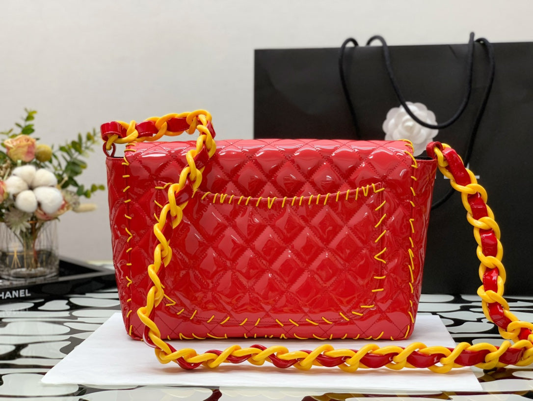 CHLVinyl Classic Red and Yellow Shoulder bag For Women 29cm/11.5in