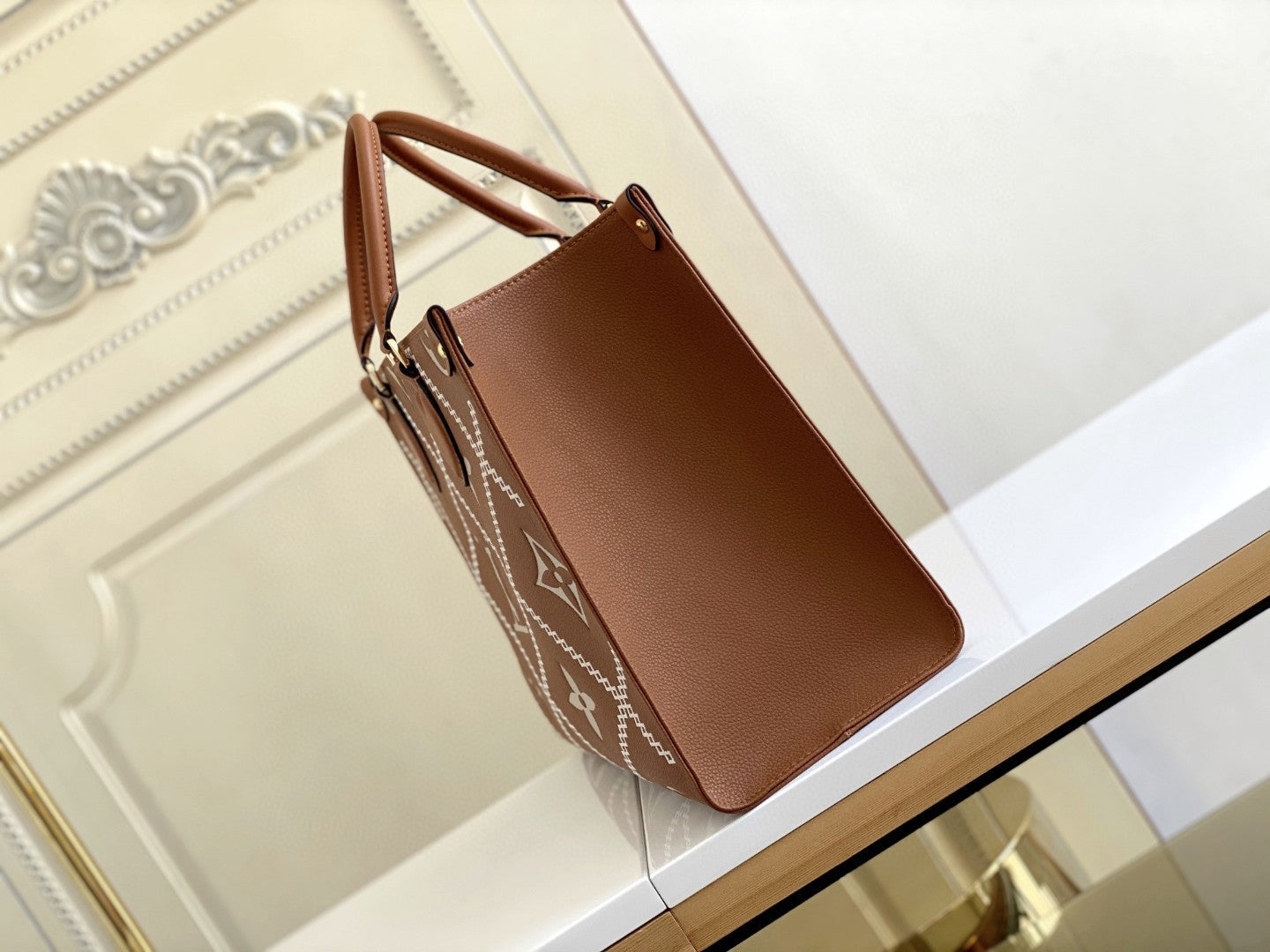 Top Quality Onthego MM Tote Bag Monogram Empreinte Arizona Brown For Women, Women Handbags, Shoulder Bags And Crossbody Bags 13.8in/35cm Top Quality M46015