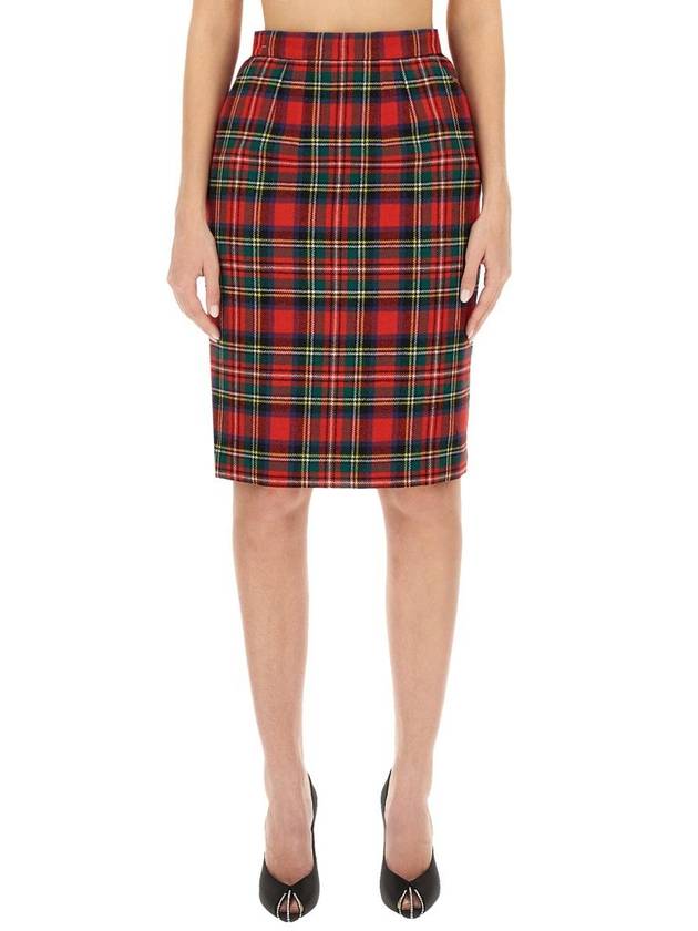 Luxury Saint Laurent Trending 2025 Tartan Motifwool Midi Skirt 763685 Y2H556363 B0010654442