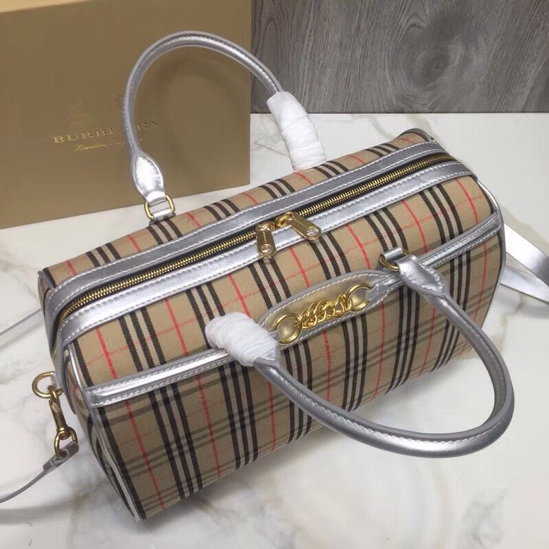 Top Quality Small 1983 Check LiNike Bowling Bag White/Brown For Women, Women’s Bags 9.1in/23cm