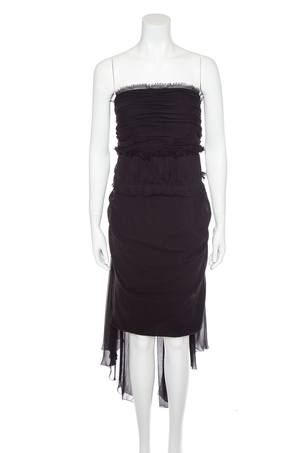 Chanel Black Ruffle and Lace Gown SZ 44
