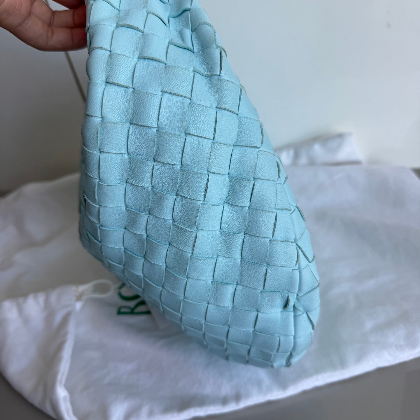 Bottega Veneta Teen Jodie Baby Blue Intrecciato Leather Gold Hardware