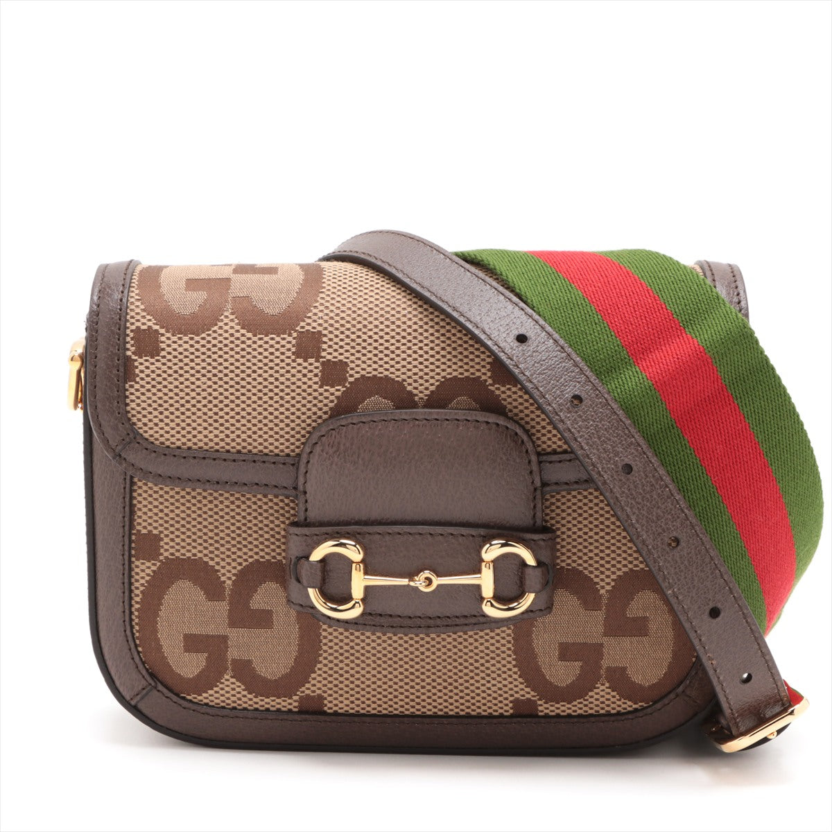 Gucci Brown Canvas Jumbo GG Horsebit 1955 Mini Shoulder Bag [Clearance Sale]