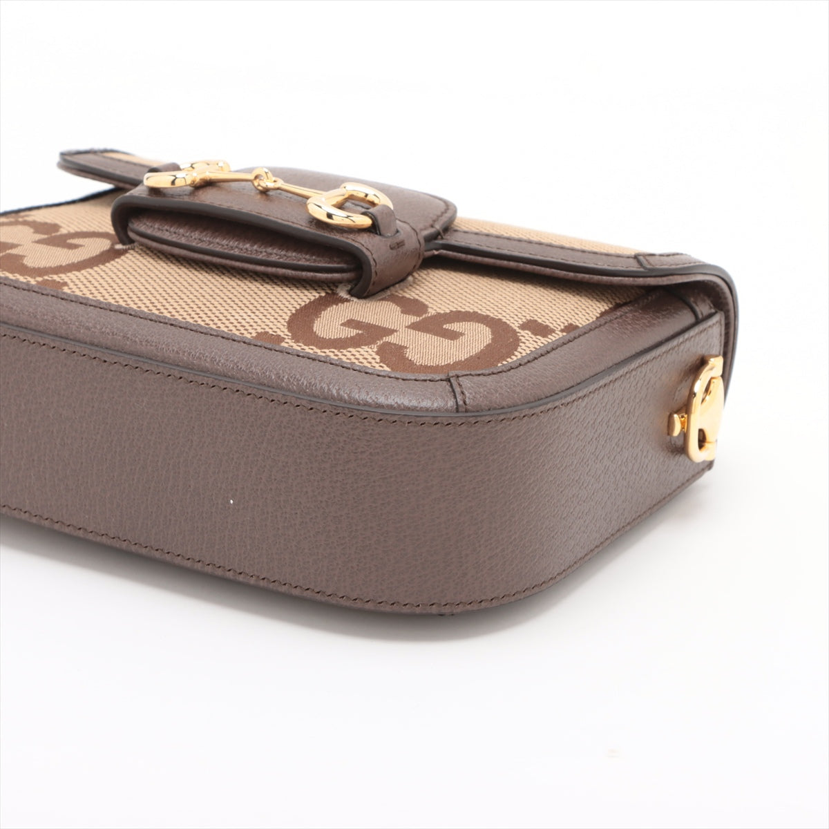 Gucci Brown Canvas Jumbo GG Horsebit 1955 Mini Shoulder Bag [Clearance Sale]