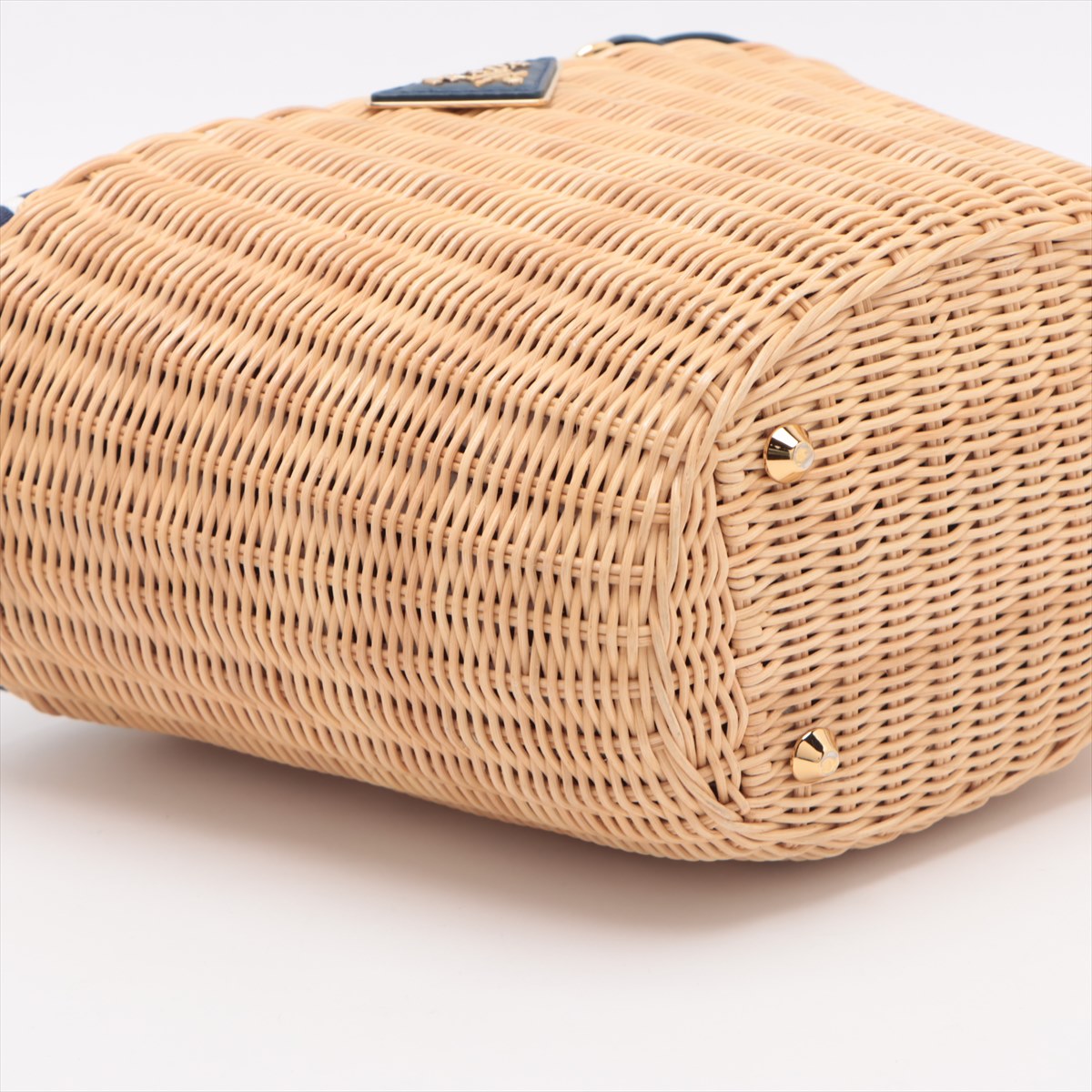 Prada Navy Middolino Wicker Basket Bucket Bag [Clearance Sale]