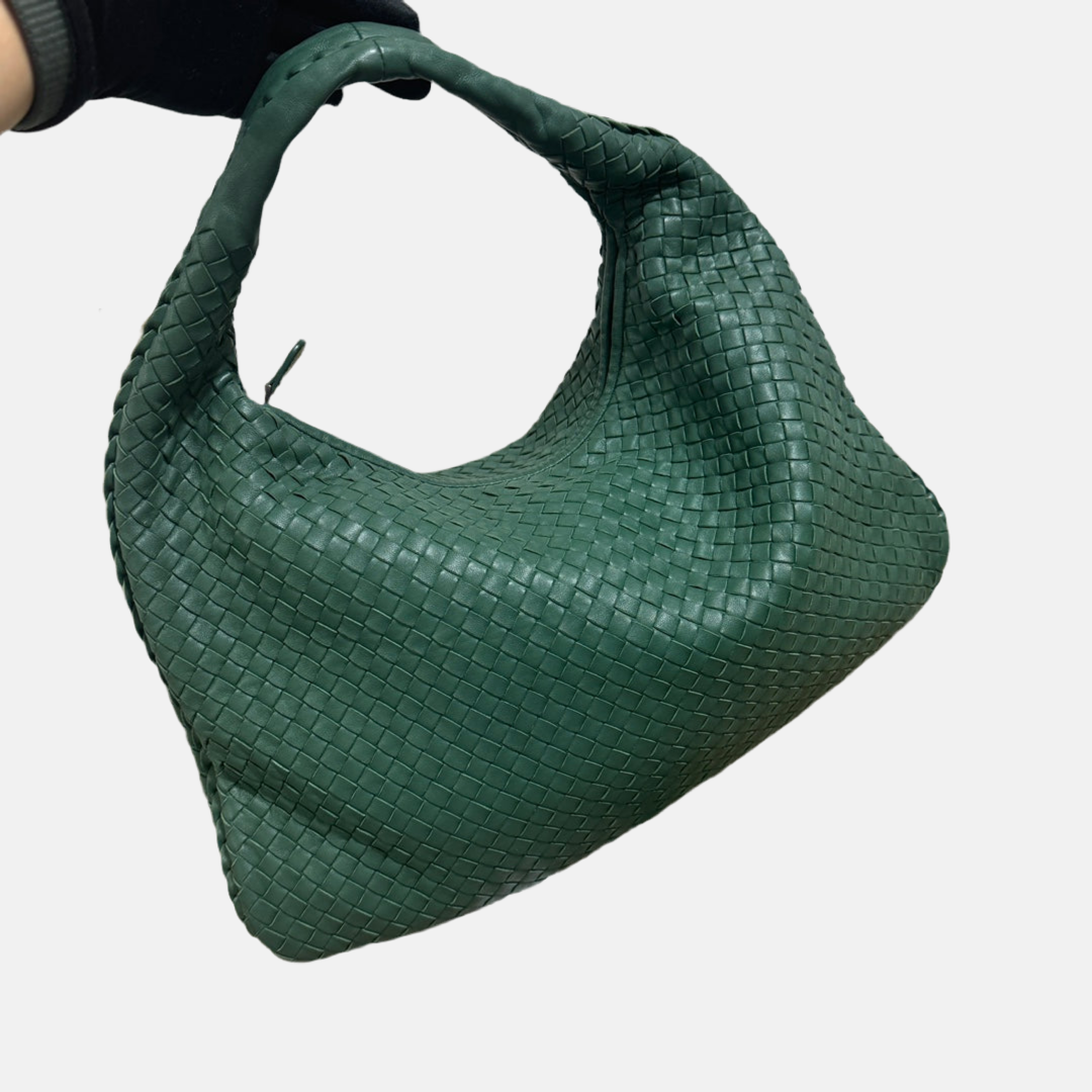 Bottega Veneta Veneta Hobo Medium Dark Green 45cm Lambskin Leather