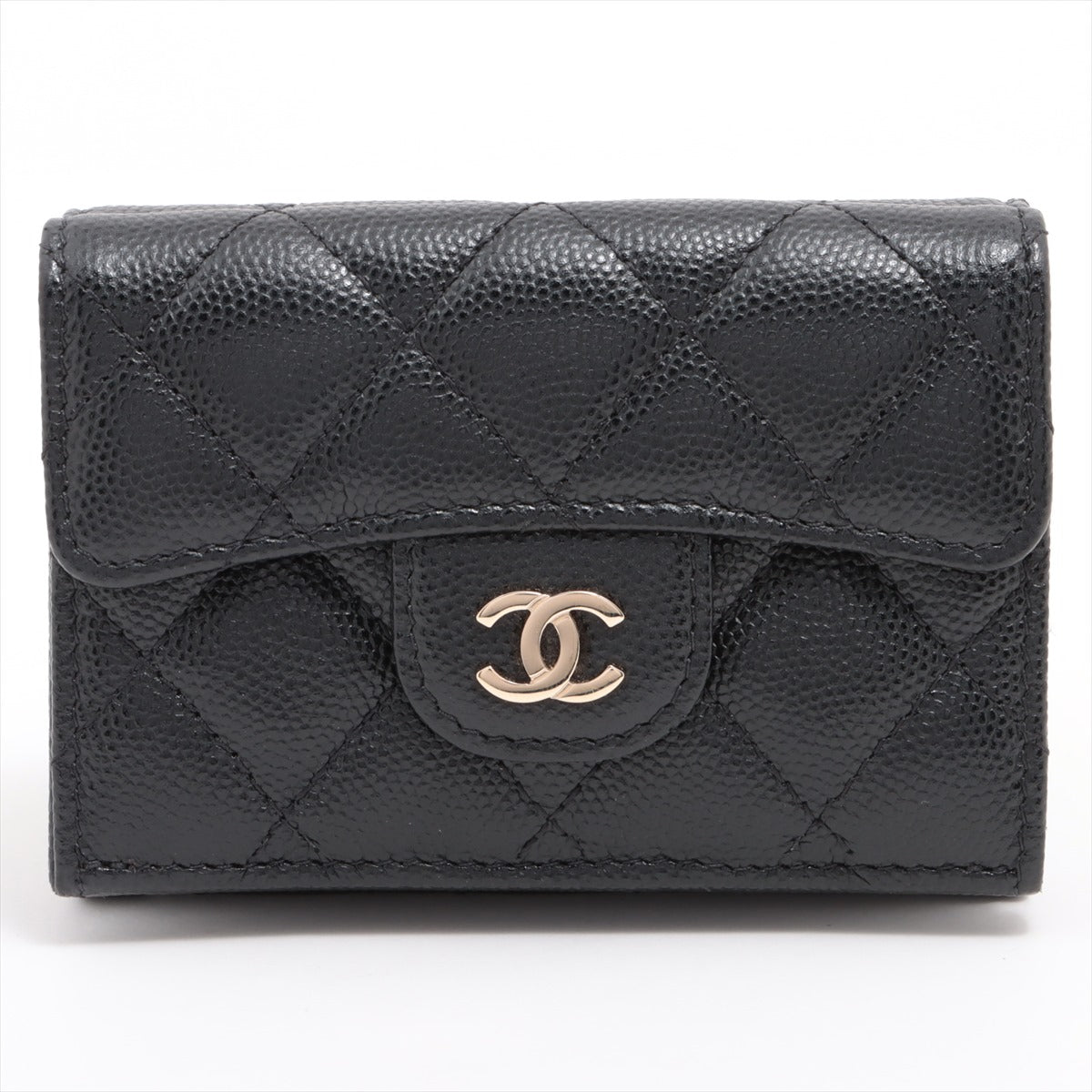 Chanel Black Caviar Leather Compact Wallet [Clearance Sale]