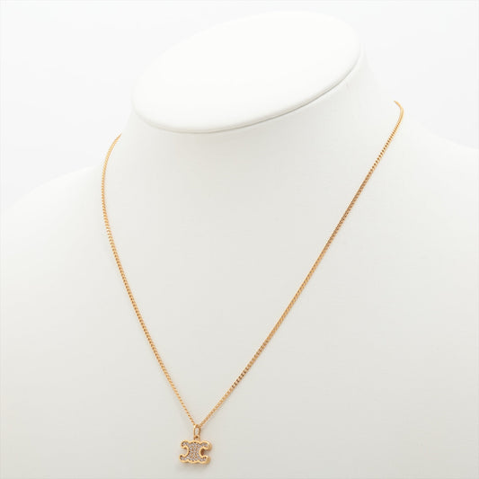 Luxury CELINE Triomphe Gold Rhinestone Necklace Costume Jewellery