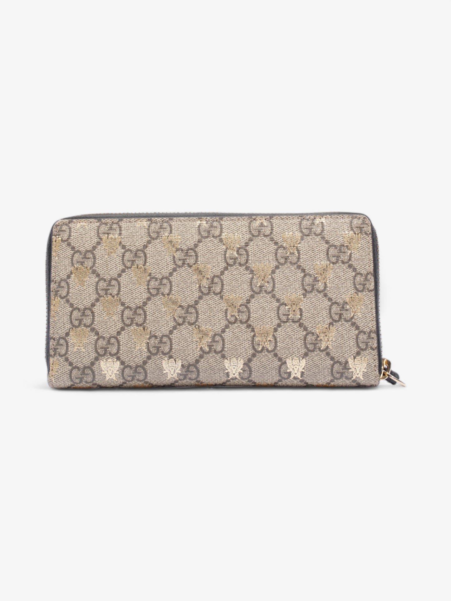 Gucci GG Supreme Zip Around Wallet Supreme / Gold Coated Canvas