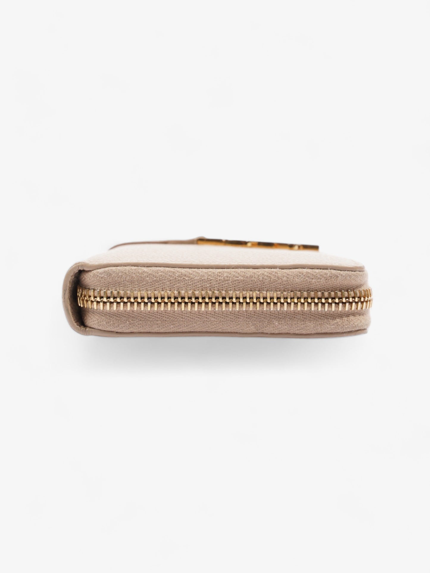 Saint Laurent Zip Round Wallet Beige Leather