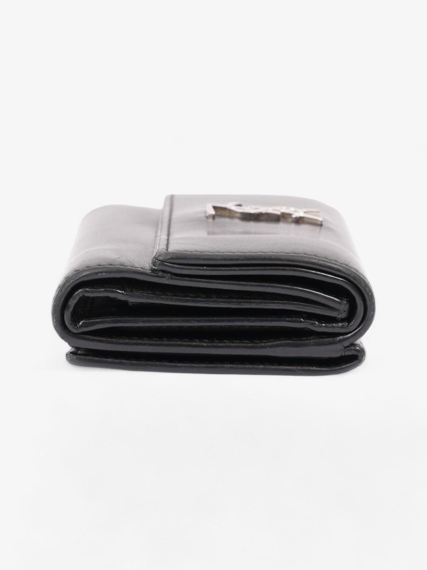 Saint Laurent Monogram Compact Wallet Black / Silver Leather