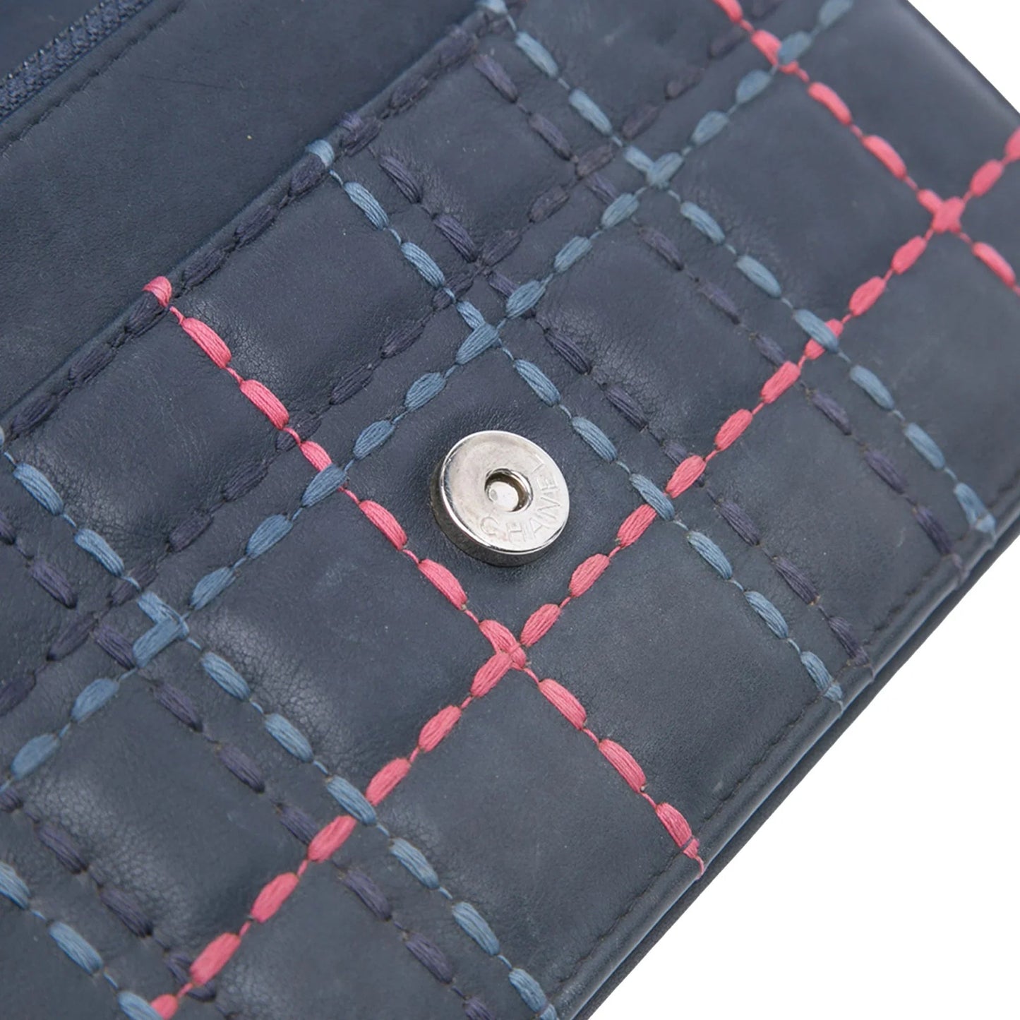 Blue Chanel CC Square Stitched Calfskin Wallet on Chain Crossbody Bag