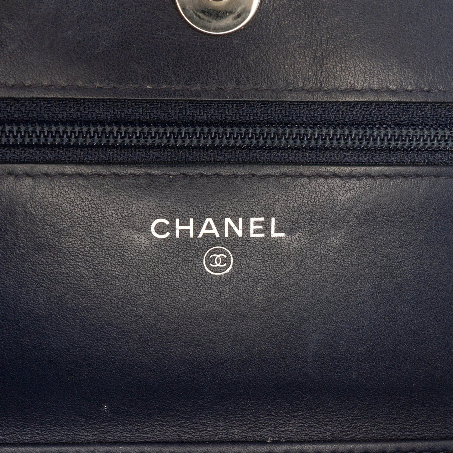 Blue Chanel CC Square Stitched Calfskin Wallet on Chain Crossbody Bag