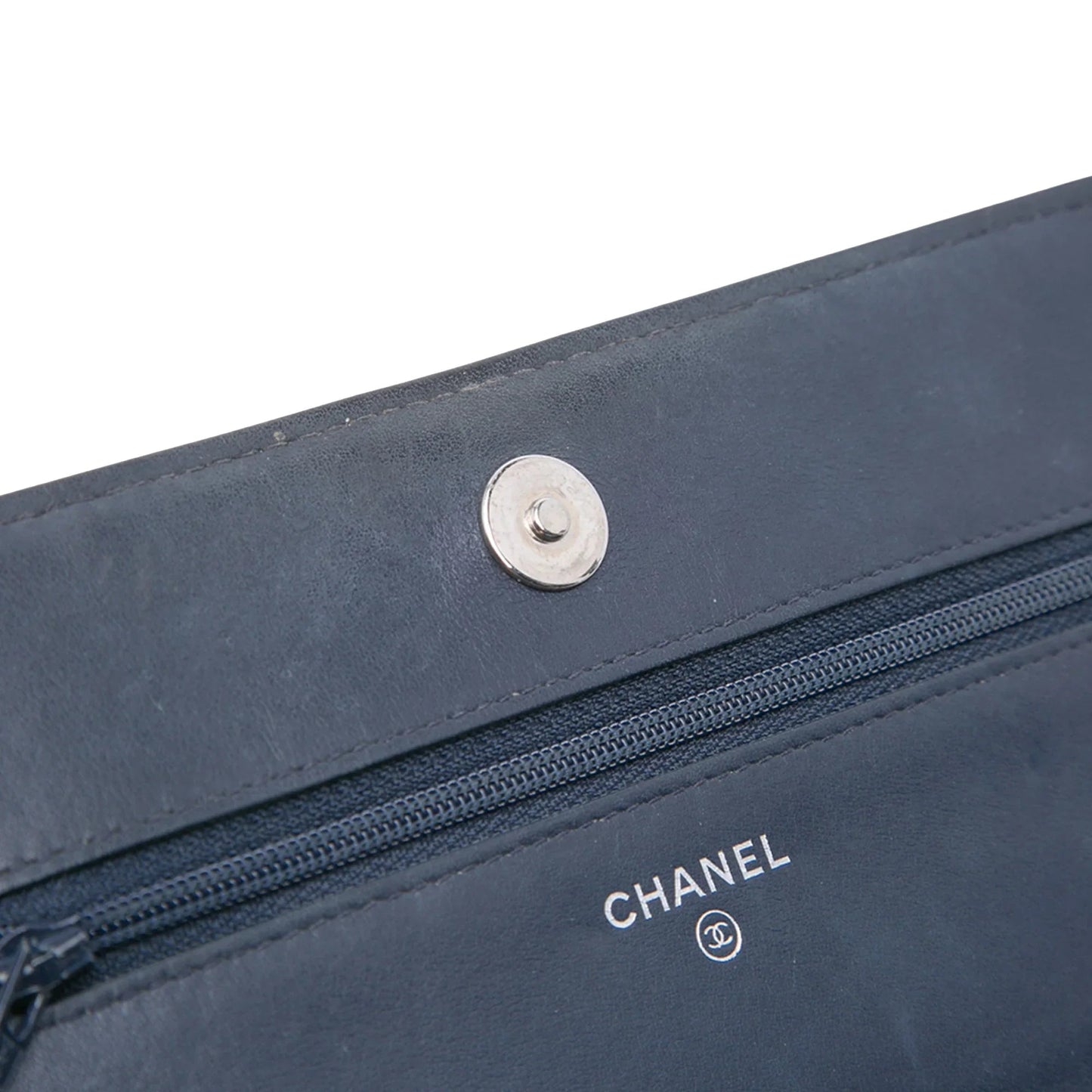 Blue Chanel CC Square Stitched Calfskin Wallet on Chain Crossbody Bag