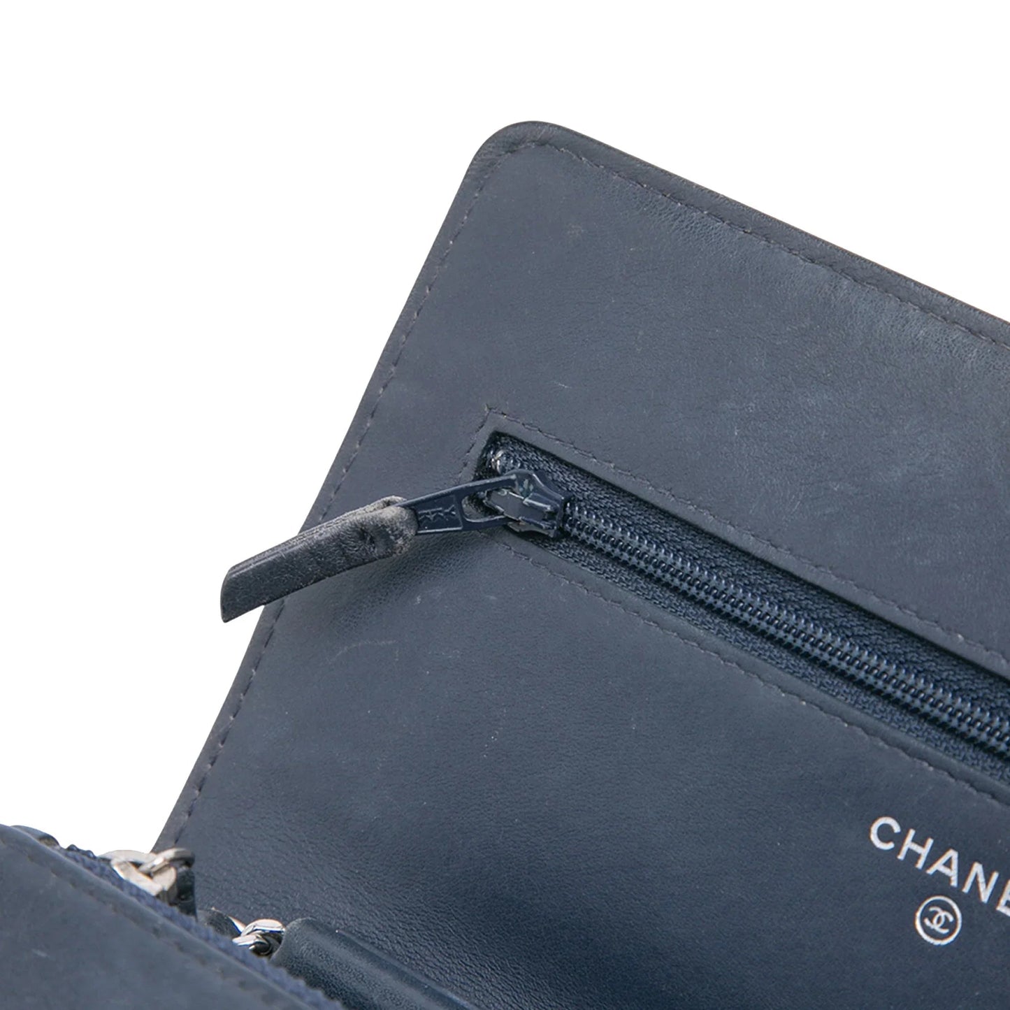 Blue Chanel CC Square Stitched Calfskin Wallet on Chain Crossbody Bag