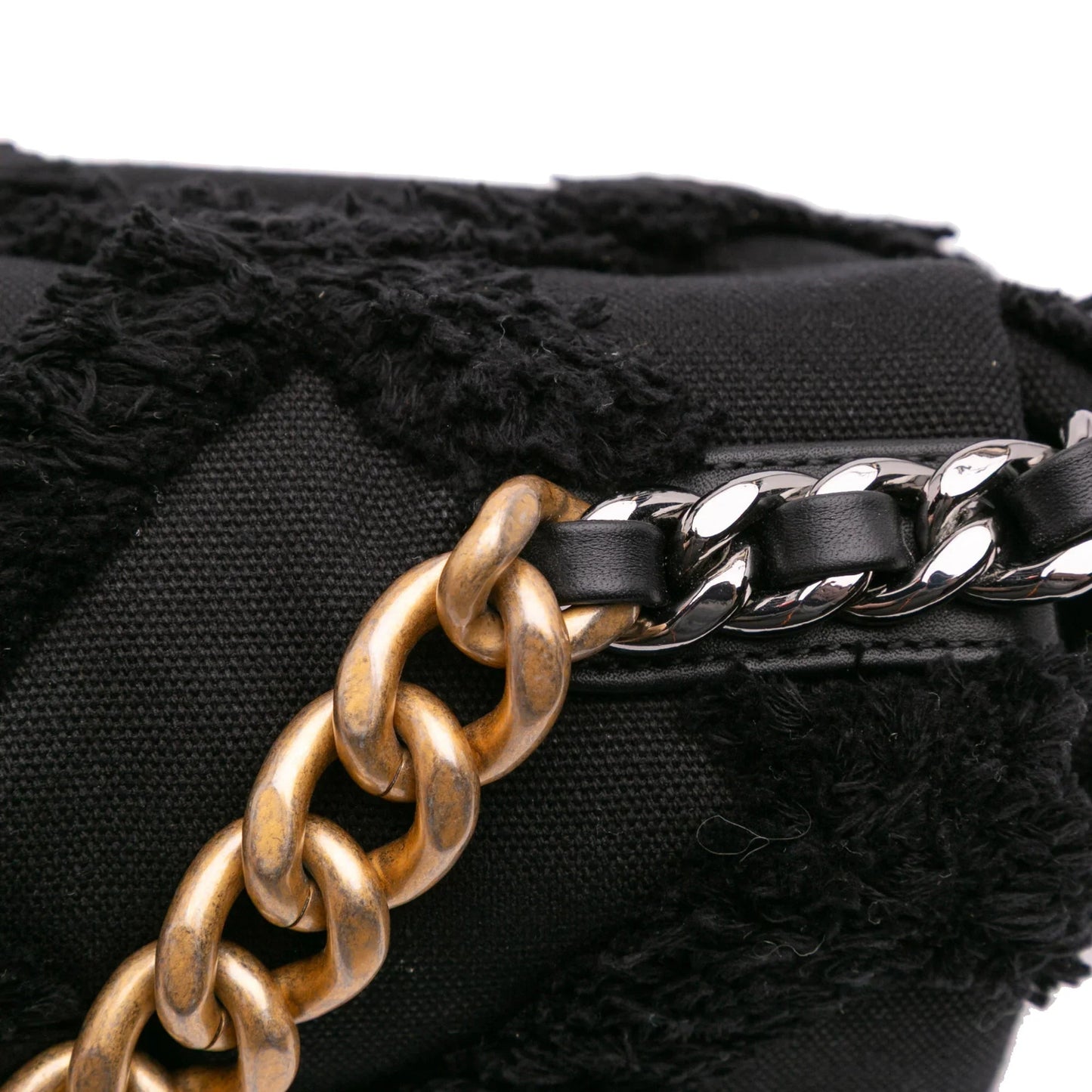 Black Chanel Medium Canvas and Cotton 19 Flap Satchel