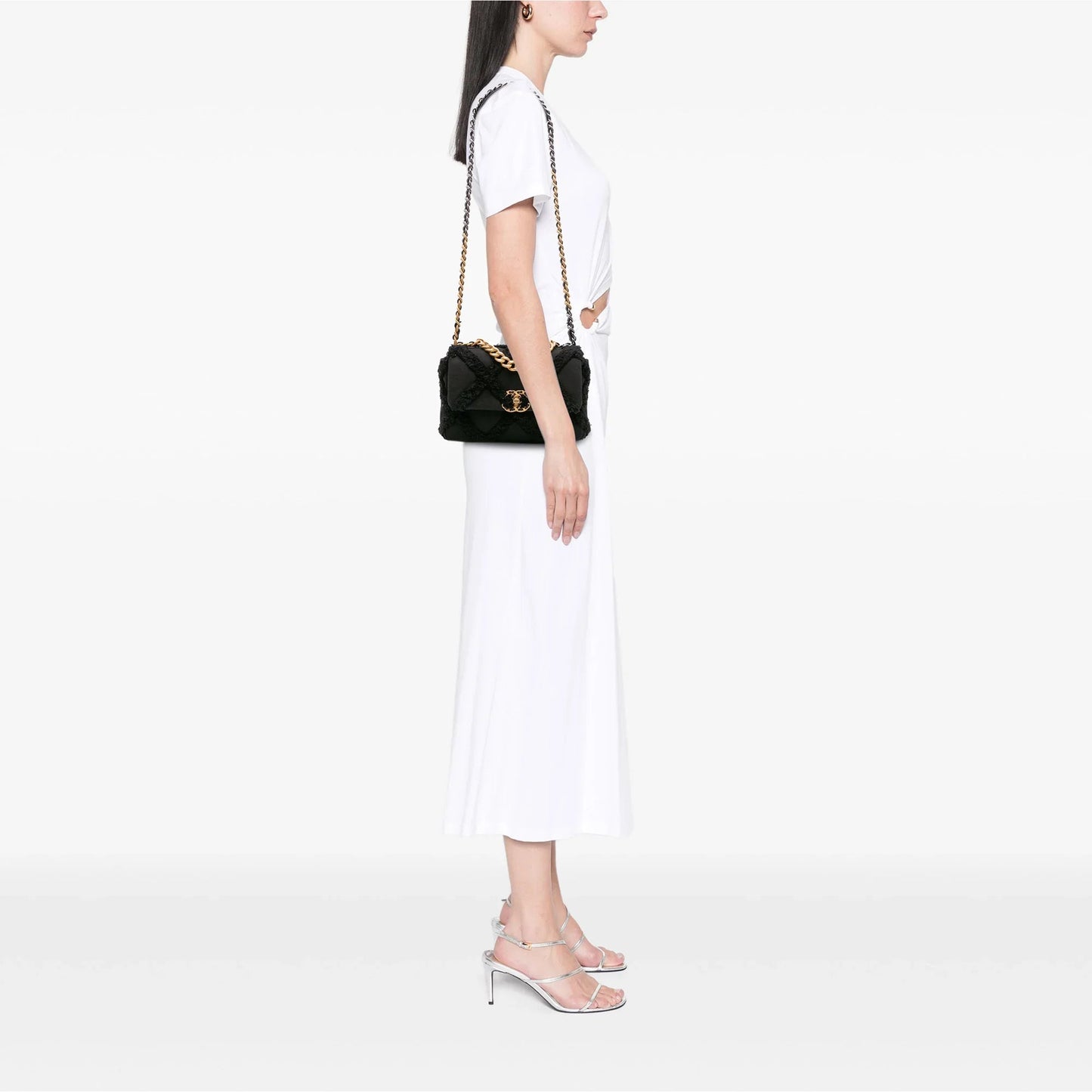Black Chanel Medium Canvas and Cotton 19 Flap Satchel