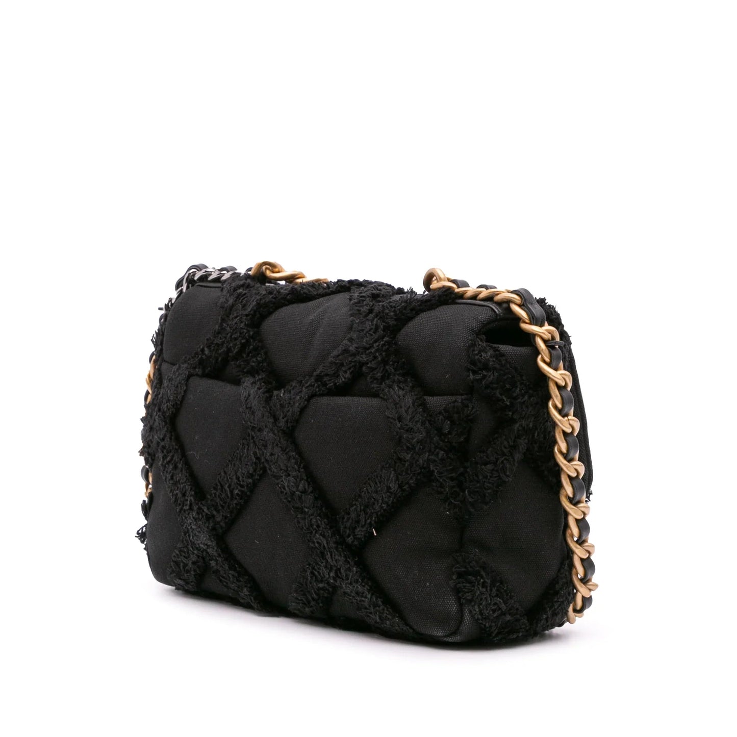 Black Chanel Medium Canvas and Cotton 19 Flap Satchel