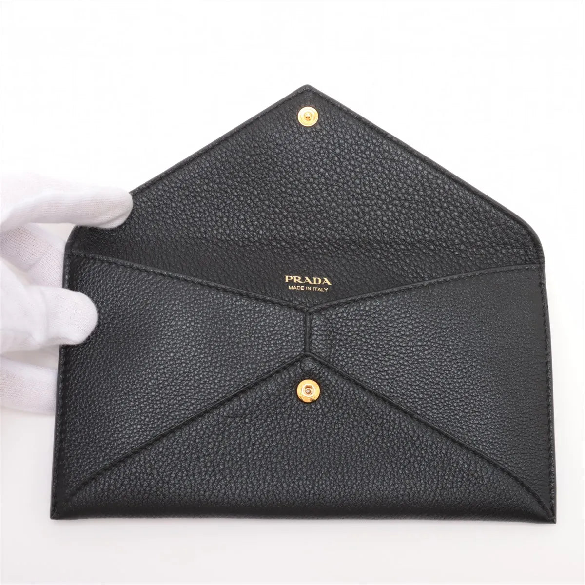 Prada Nero Vitello Grained Leather Envelope Wallet [Clearance Sale]