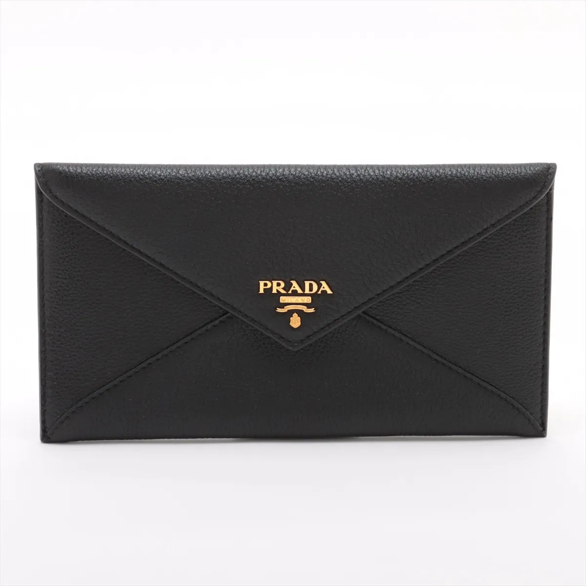 Prada Nero Vitello Grained Leather Envelope Wallet [Clearance Sale]