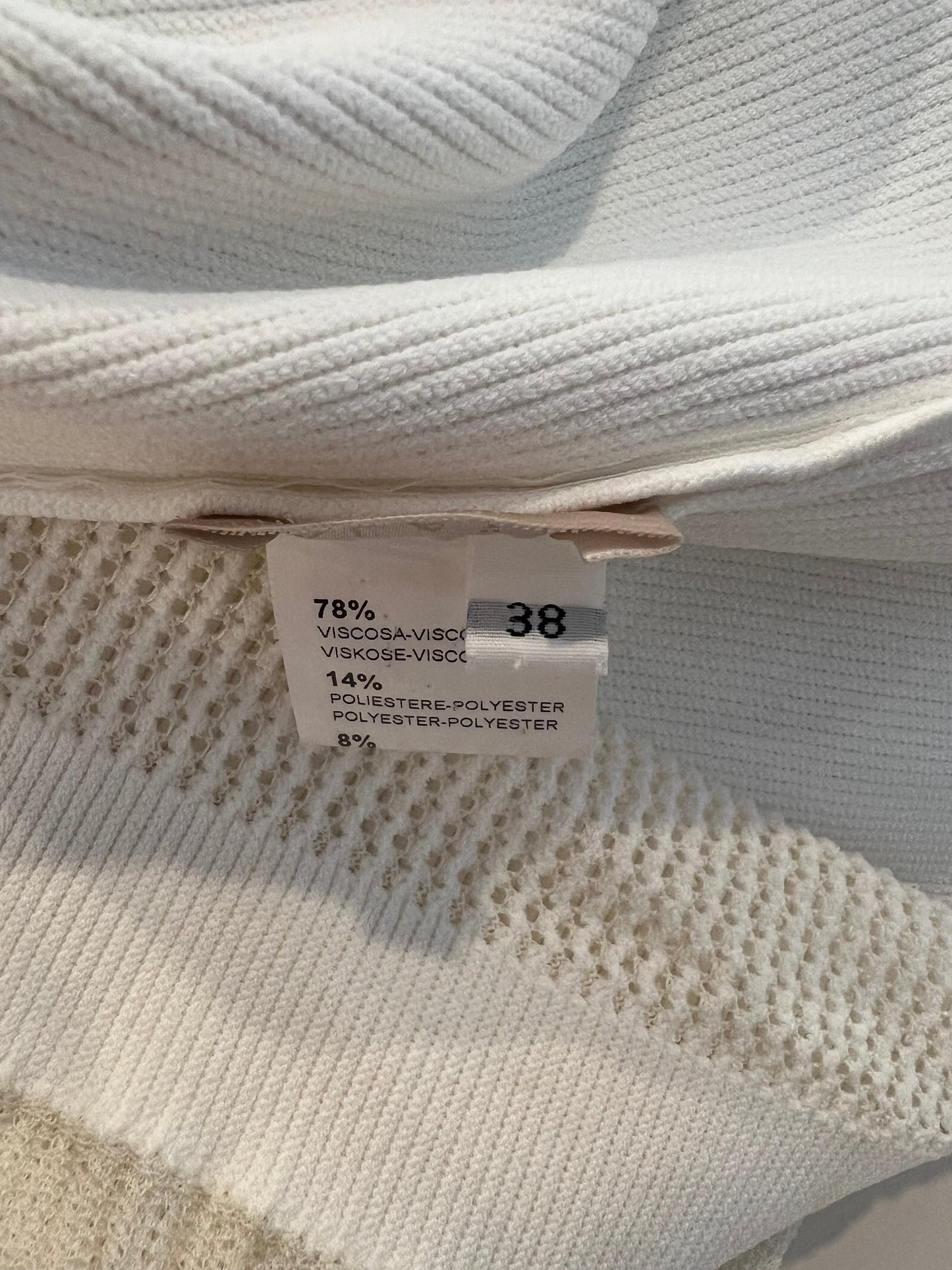 Ala•a White Ribbed Sleeveless Mini Dress with Knit and Frill Details Size FR 38 (UK 10)