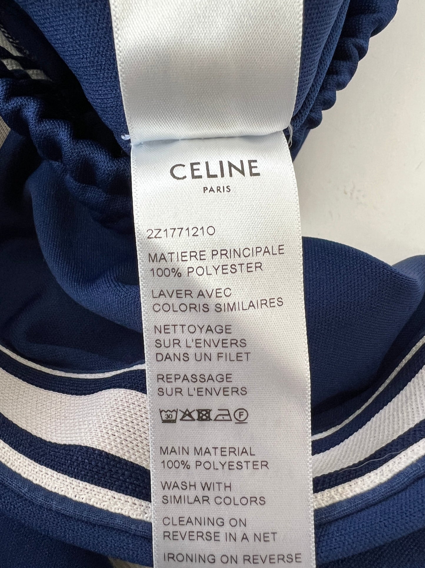 Celine Blue Two-Piece Tracksuit Set with Logo and Stripe Trim Size XS/S (UK 8/10) RRP 2100£