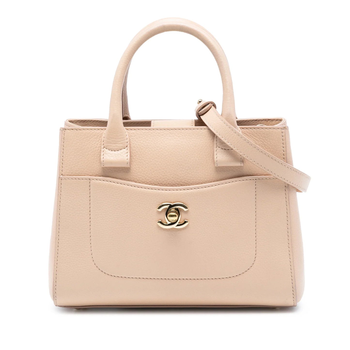 Brown Chanel Mini Grained Calfskin Neo Executive Shopper Tote Satchel