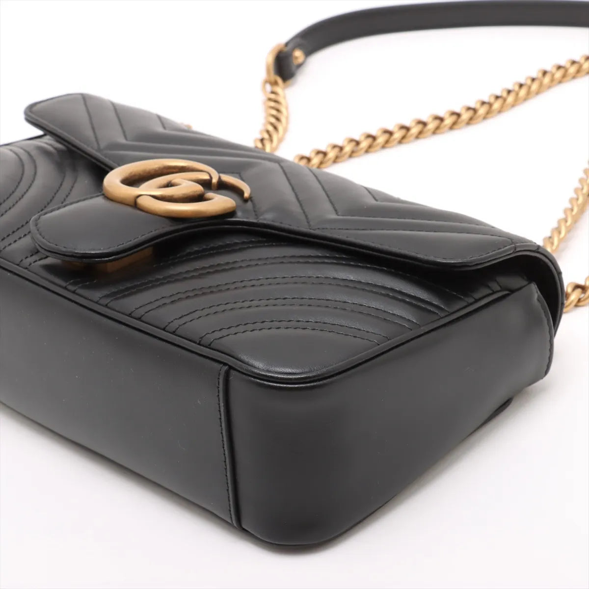 Gucci Black Leather GG Marmont Medium Shoulder Bag [Clearance Sale]