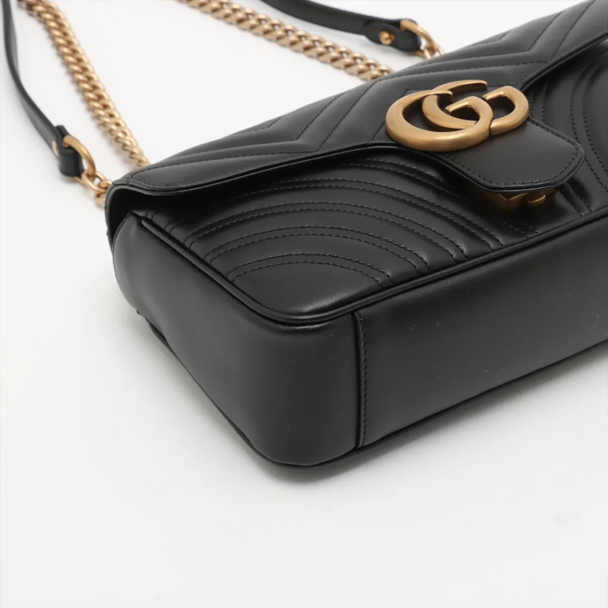 Gucci Black Leather GG Marmont Medium Shoulder Bag [Clearance Sale]