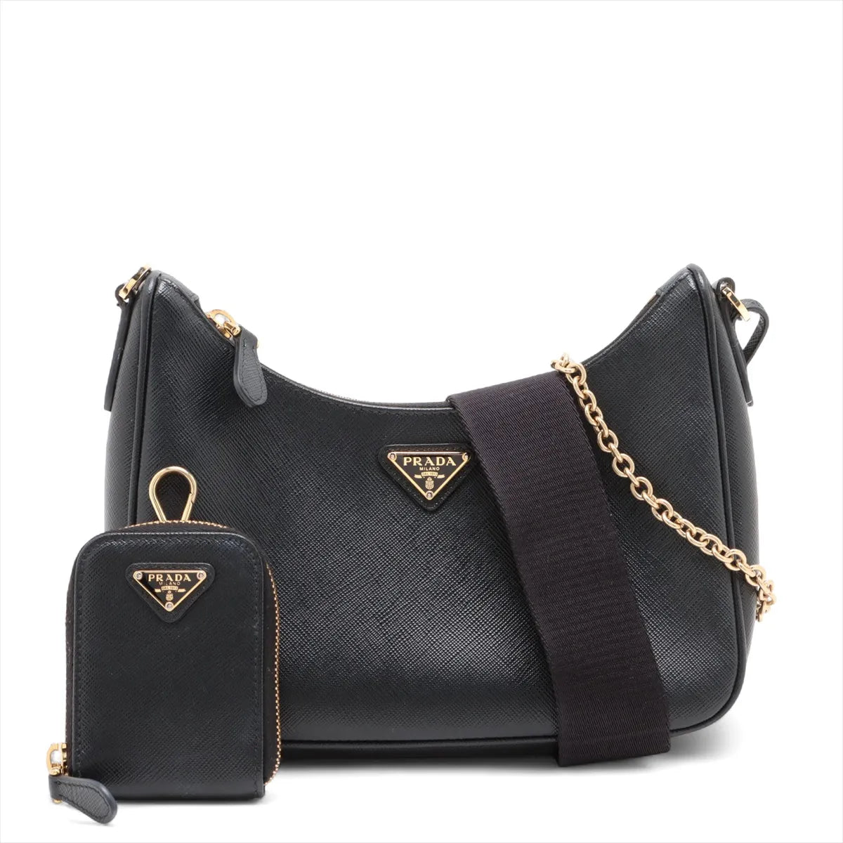 Prada Black Saffiano Leather and Re-Nylon Re-Edition 2005 Shoulder Bag [Clearance Sale]