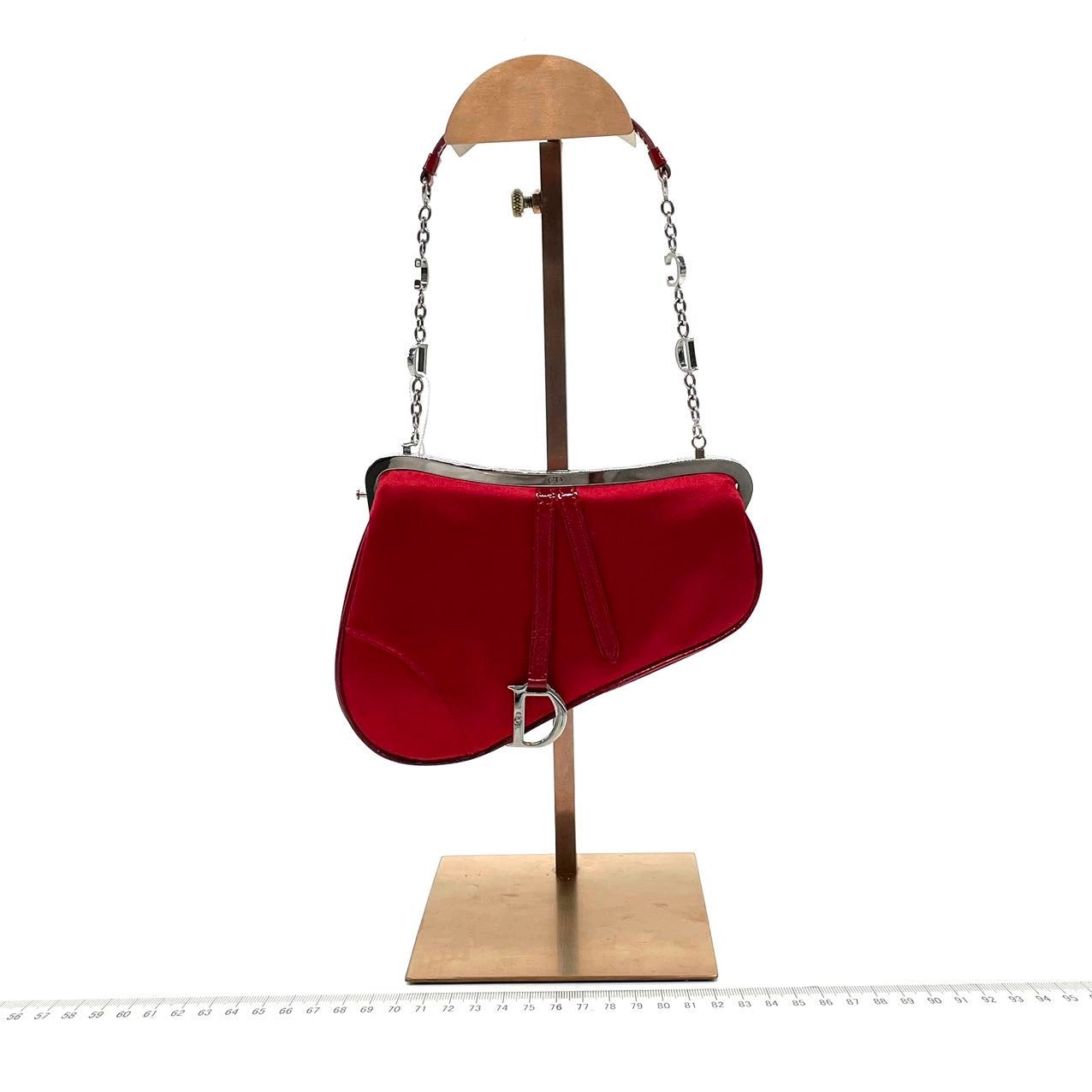 Dior Saddle   Classic Clutch   Mini Red Silk Satin