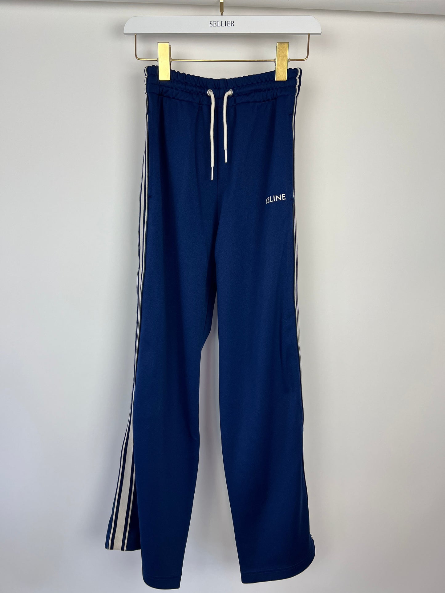 Celine Blue Two-Piece Tracksuit Set with Logo and Stripe Trim Size XS/S (UK 8/10) RRP 2100£