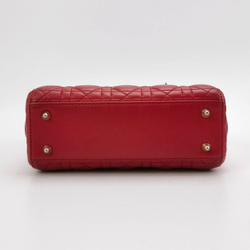 Lady Dior Small My Abcdior Red Lambskin Cannage Leather Gold Hardware