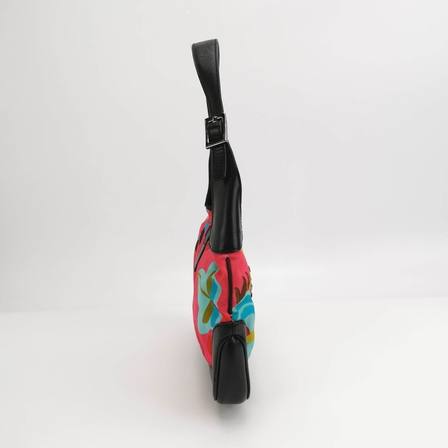 Gucci Jackie   Mini Multicolor Floral Canvas Black Leather Shoulder Bag