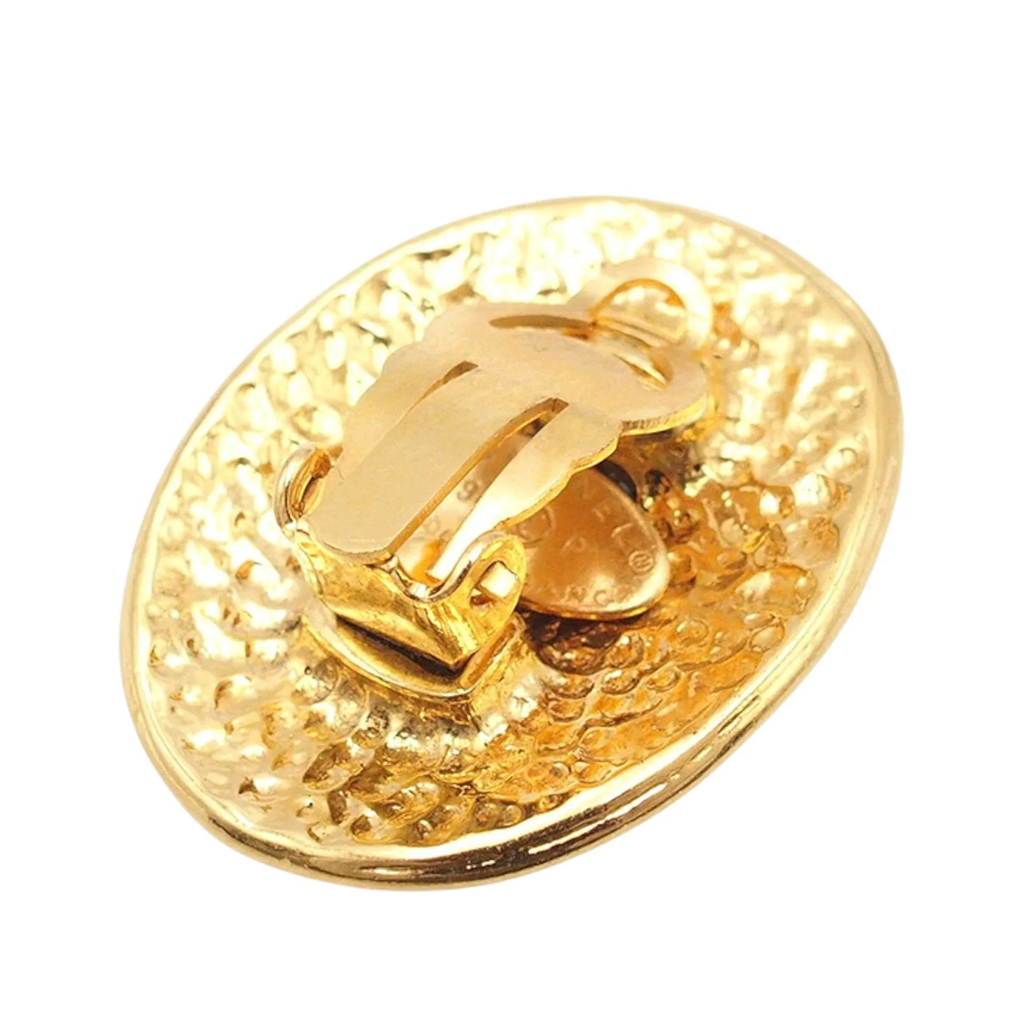 Gold Chanel Gold Plated CC Oval Clip On Earrings