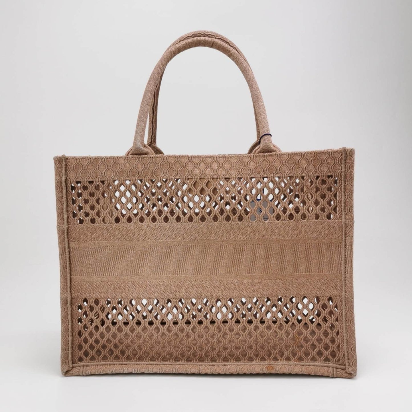 Christian Dior Book Tote Medium Beige Cutout Canvas Handbag