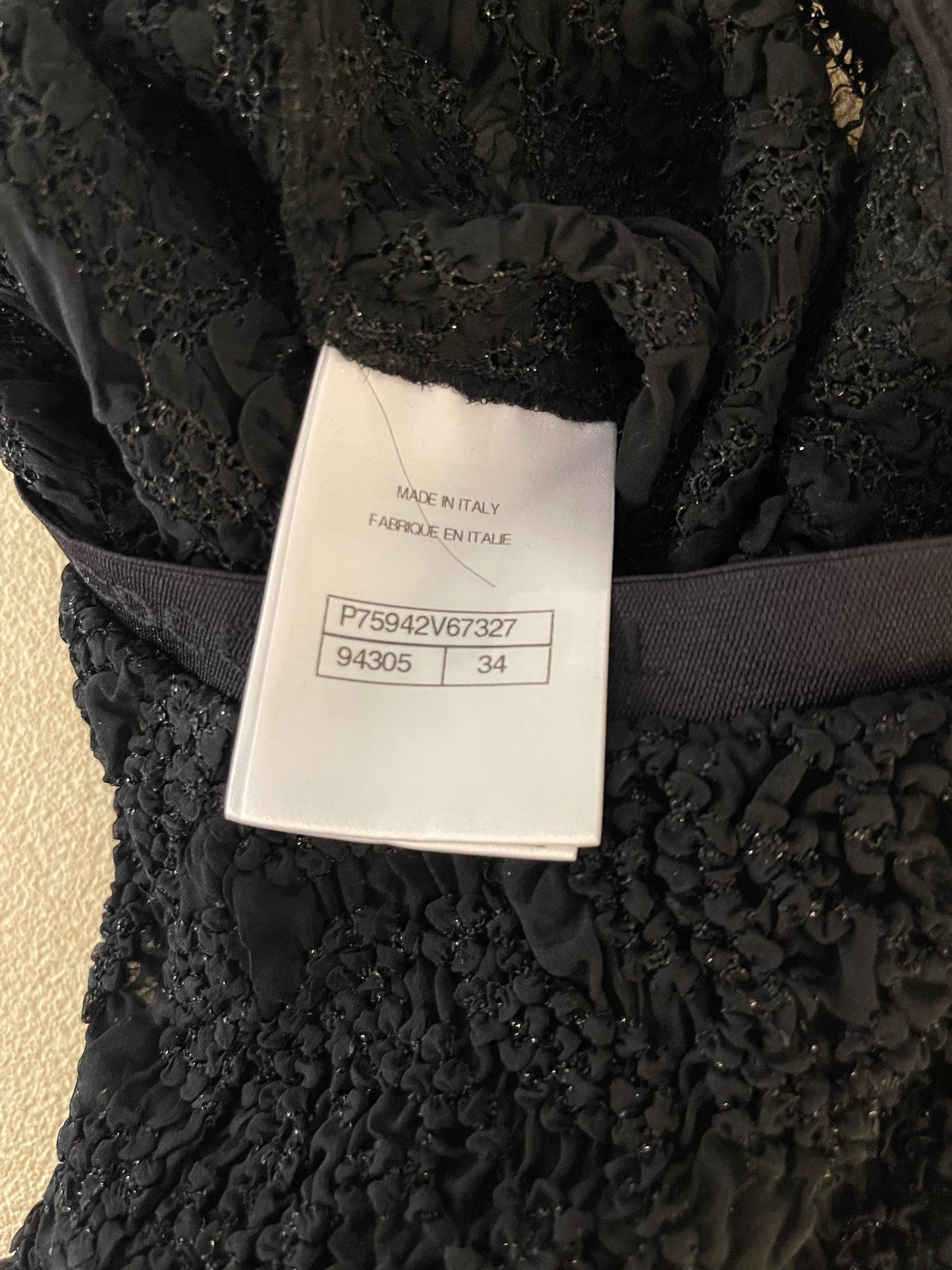 Chanel Black Lace Tulle Top and Cyclist Shorts Set with Camelia Details and Crystal CC Logos Size FR 34 (UK 6)