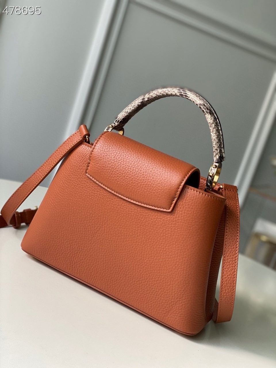 Top Quality Capucines BB Taurillon And Python Brown For Women,  Shoulder And Crossbody Bags 10.4in/27cm Top Quality N97980