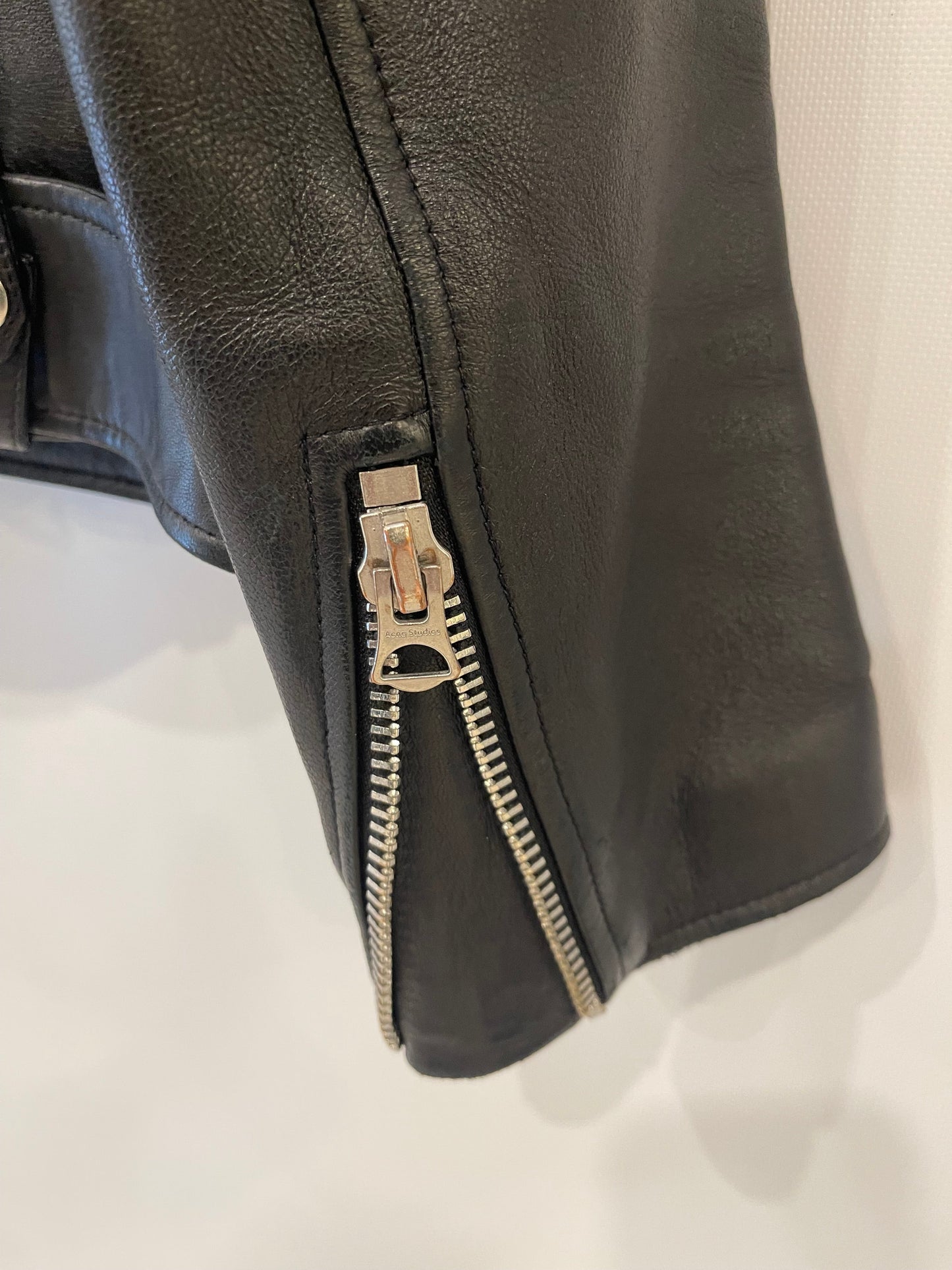 Acne Studios Black Lambskin Leather Biker Jacket with Pocket Details Size FR 36 (UK 8) RRP £1,600