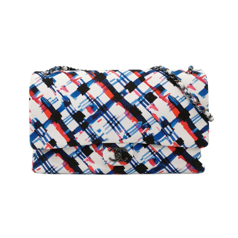 Chanel Airline XXL Artsy Printed Canvas Single Flap Double Chain Bag Multicolor