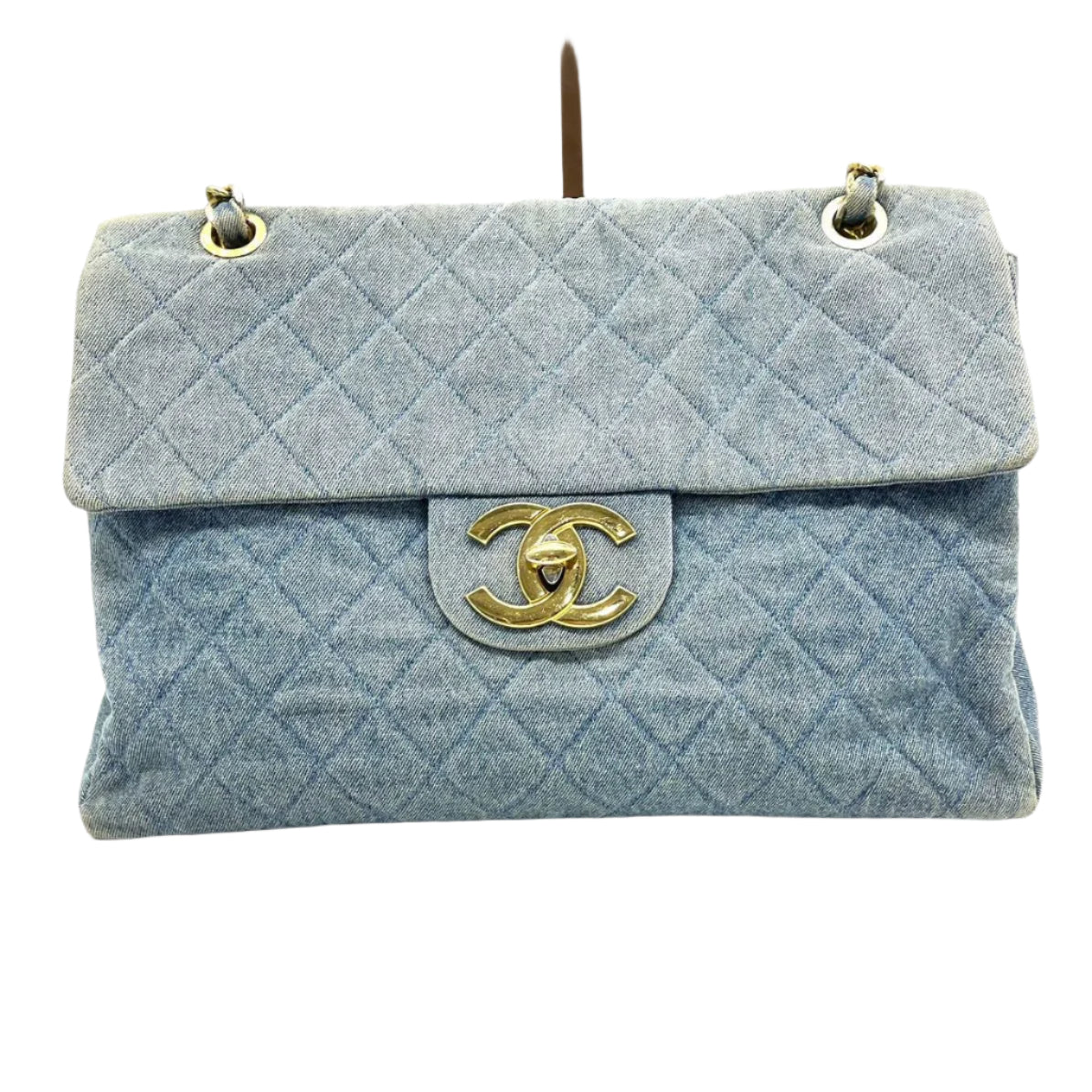 Chanel   Classic Maxi 34 Flap Blue Jeans Denim Giant CC 24 Gold Hardware