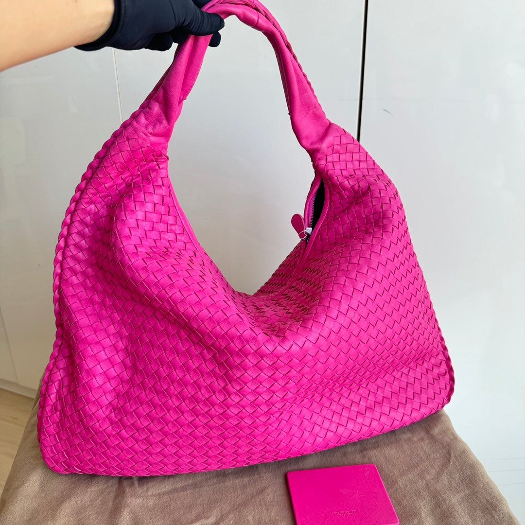 Bottega Veneta Veneta Hobo Large Pink Intrecciato Leather Bag 51cm