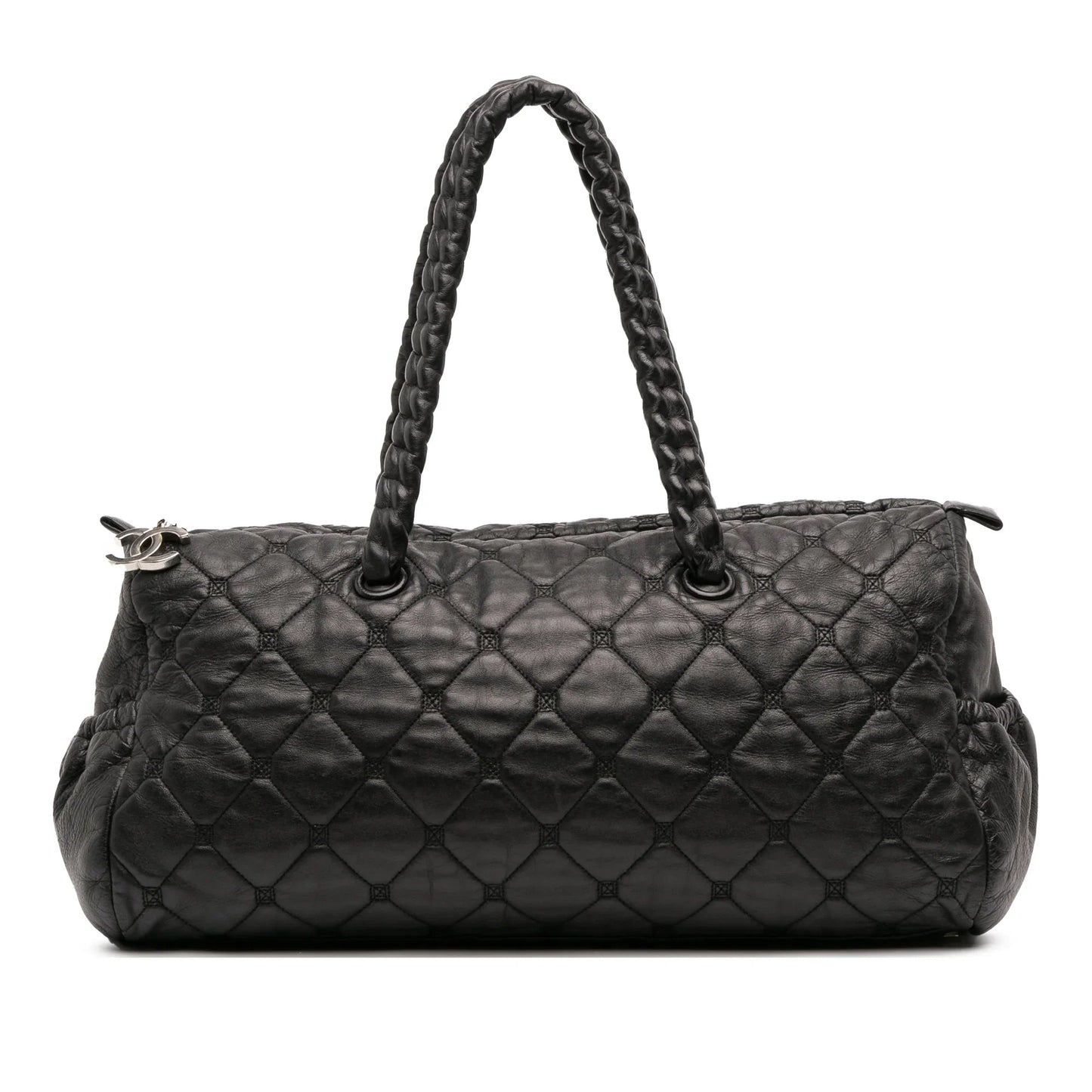Black Chanel Quilted Lambskin Hidden Chain Bowler Bag