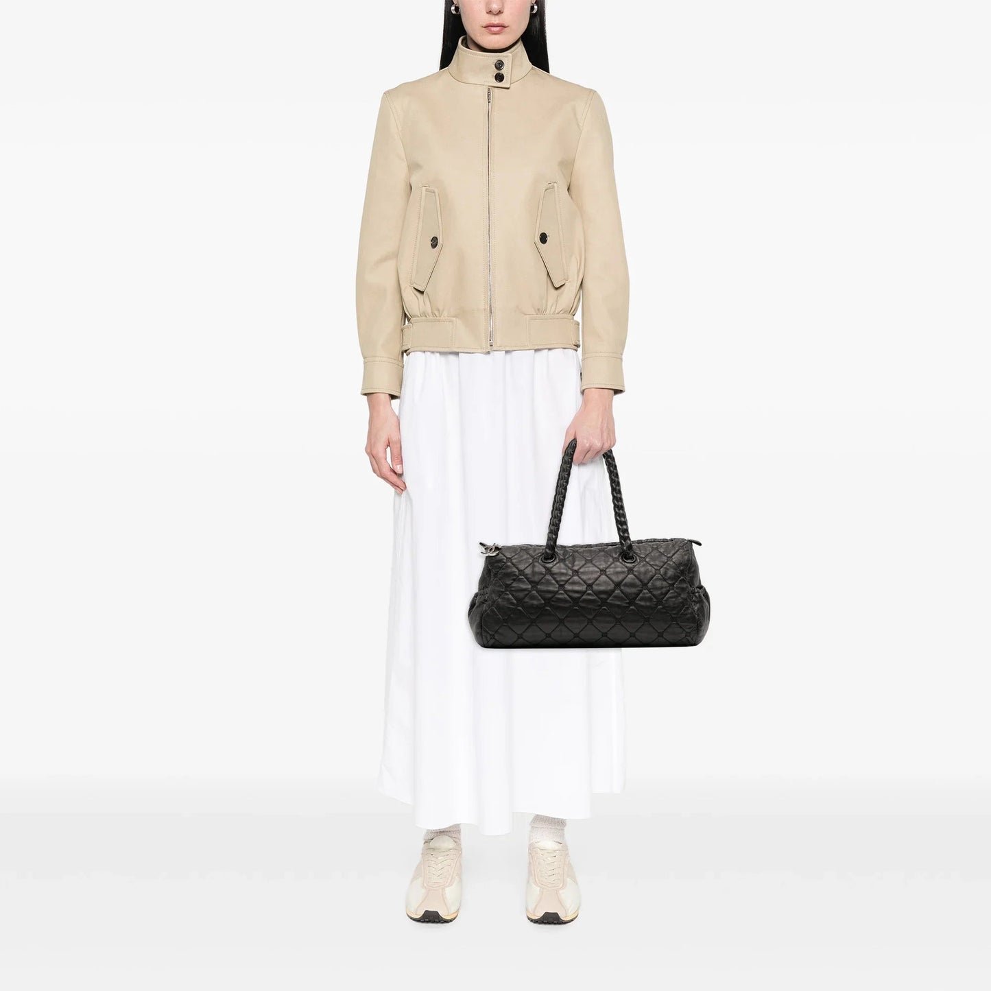Black Chanel Quilted Lambskin Hidden Chain Bowler Bag