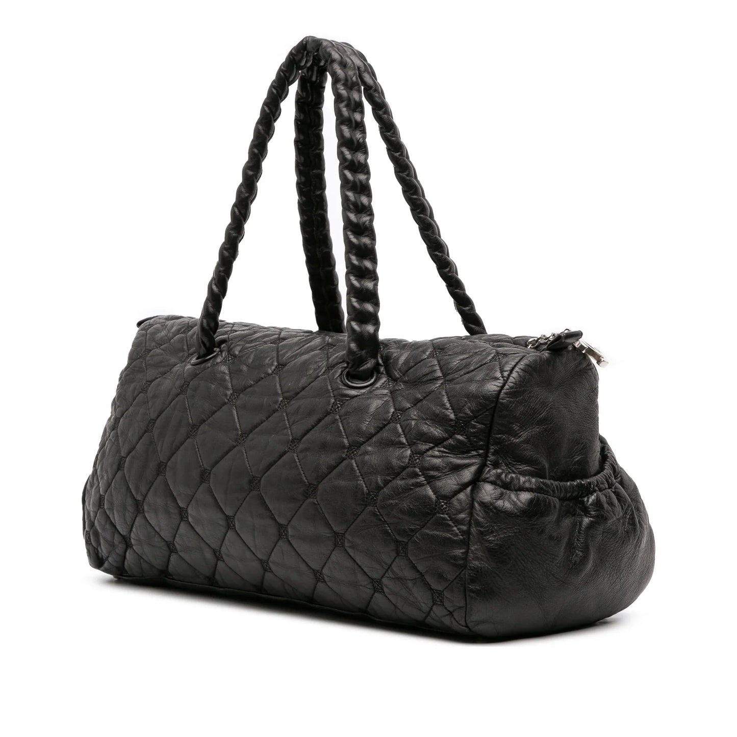Black Chanel Quilted Lambskin Hidden Chain Bowler Bag