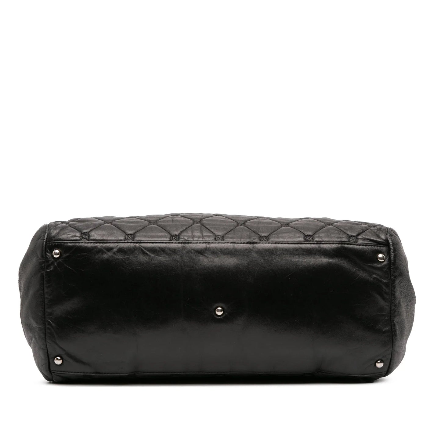 Black Chanel Quilted Lambskin Hidden Chain Bowler Bag