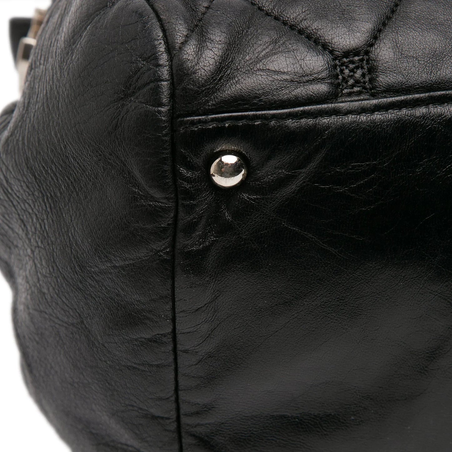 Black Chanel Quilted Lambskin Hidden Chain Bowler Bag